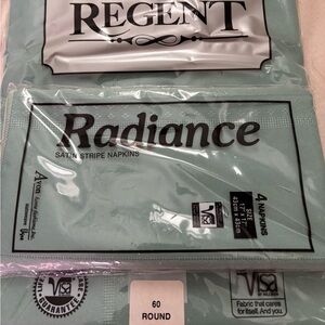 Avon Mint Green Satin Stripe Tablecloth and Napkin set